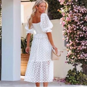 Vici White Polka Dot Dress